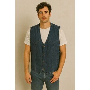 Sports Gallery 2XL Vtg Riding Western Blue Jean Cowboy Rancher Retro Vest NWT